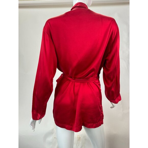 Marilyn Monroe By Warners Satin Red Wrap Robe With Belt & Embroidered Logo - Picture 6 of 16